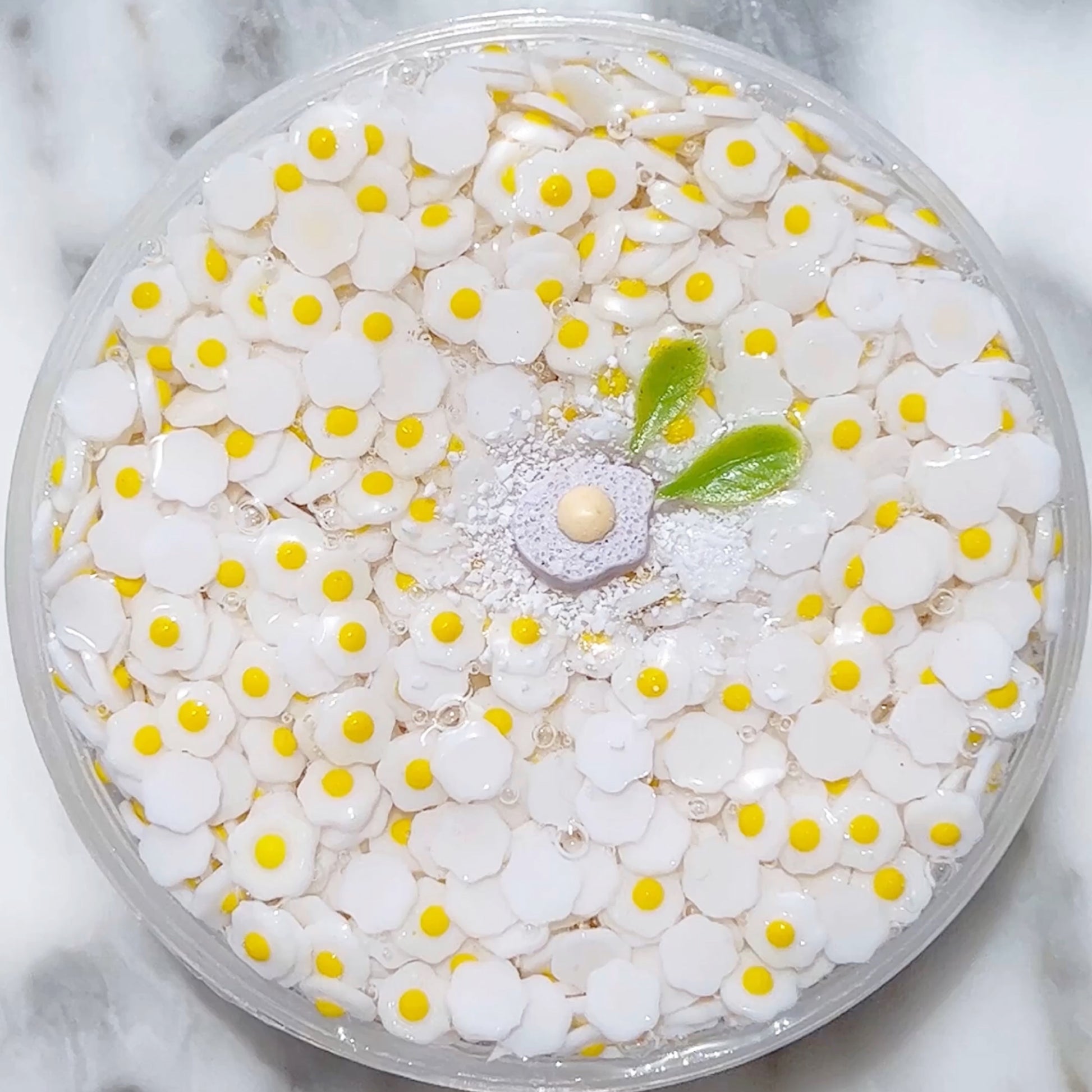 Fluffy Fried Egg Flower Slime