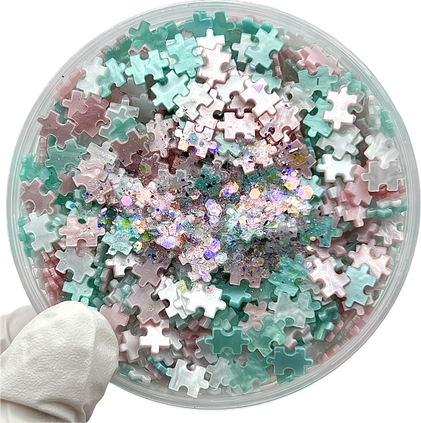 Mini Puzzle Pieces Slime (Pink Mint)