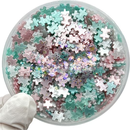 Mini Puzzle Pieces Slime (Pink Mint)